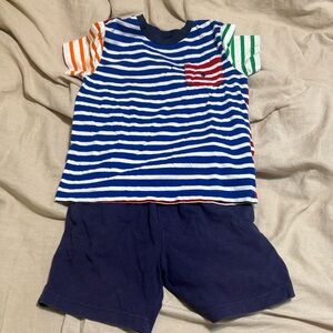 Boys Polo by Ralph Lauren Striped Shirt with Navy Tommy Bahama shorts size 5.